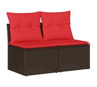 vidaXL Garden Sofa Set 2 Piece with Cushions Couch Brown Poly Rattan Acacia