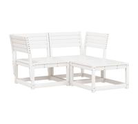 vidaXL Garden Sofa Set 3 Piece Outdoor Sofa Corner Sofa White Solid Wood Pine