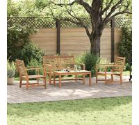 Garden Sofa Set Natural Solid Teak Wood Outdoor Modern Lounge Furniture vidaXL