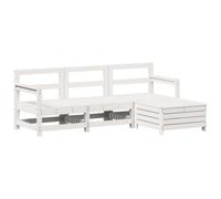 vidaXL Garden Sofa Set 4 Piece Outdoor Sofa Corner Sofa White Solid Wood Pine
