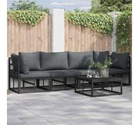 vidaXL Garden Sofa Set 5 pcs Black Metal