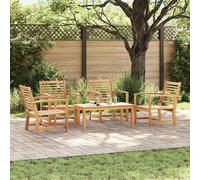 Garden sofa set Natural 4-Seater Solid Teak Wood Modern Patio Seating with table