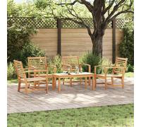 vidaXL Garden Sofa Set 5 pcs Natural Solid Teak Wood