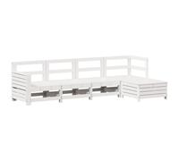 vidaXL Garden Sofa Set 5 Piece Outdoor Sofa Corner Sofa White Solid Wood Pine