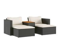 vidaXL 5 Piece Garden Sofa Set with Cushions Black Poly Rattan Acacia
