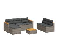vidaXL Garden Sofa Set 5 Piece with Cushions Couch Grey Poly Rattan Acacia