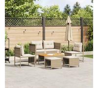 vidaXL Garden Sofa Set 6 pcs Beige and cream Poly Rattan
