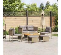 vidaXL Garden Sofa Set 6 pcs Beige and light grey Poly Rattan