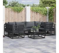 vidaXL Garden Sofa Set 6 pcs Black Aluminium