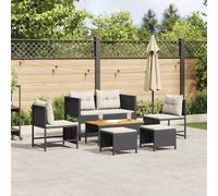 vidaXL Garden Sofa Set 6 pcs Black and cream Poly Rattan