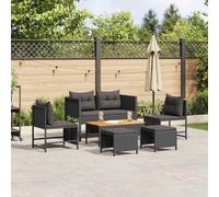vidaXL Garden Sofa Set 6 pcs Black Poly Rattan