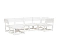 vidaXL 6 Piece Garden Sofa Set White Solid Wood Pine