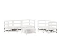 vidaXL Garden Sofa Set 6 Piece Outdoor Sofa Corner Sofa White Solid Wood Pine