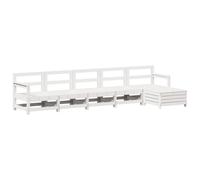 vidaXL Garden Sofa Set 6 Piece Outdoor Sofa Corner Sofa White Solid Wood Pine