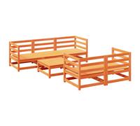 vidaXL Garden Sofa Set 6 Piece Outdoor Sofa Set Wax Brown Solid Wood Pine