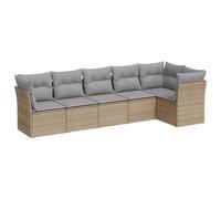 vidaXL Garden Sofa Set 6 Piece with Cushions Outdoor Sofa Beige Poly Rattan