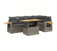vidaXL Garden Sofa Set 6 Piece with Cushions Outdoor Sofa Grey Poly Rattan