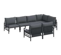 vidaXL Garden Sofa Set 7 pcs Black Steel, Garden and Terrace, Modern Outdoor Sof