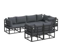 vidaXL Garden Sofa Set 7 pcs Black Steel, Garden and Terrace, Modern Outdoor Sof
