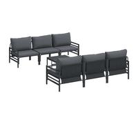 Outdoor Furniture Set Garden Sofa Cushion 7 Pcs Black Steel 80 cm