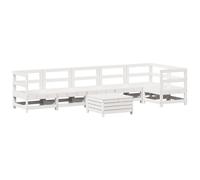 vidaXL Garden Sofa Set 7 Piece Outdoor Sofa Corner Sofa White Solid Wood Pine