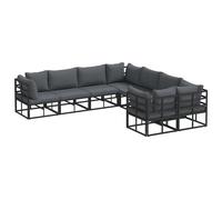 Garden Sofa Set With Cushion 8 Pcs Black Steel