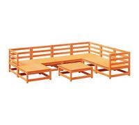 vidaXL Garden Sofa Set 8 Piece Outdoor Corner Sofa Wax Brown Solid Wood Pine