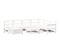 vidaXL Garden Sofa Set 8 Piece Outdoor Sofa Corner Sofa White Solid Wood Pine
