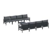 vidaXL Garden Sofa Set 9 pcs Black Steel, Garden and Terrace, Modern Outdoor Sof