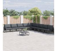 vidaXL Garden Sofa Set with Cushion 9 pcs Black Steel, Black