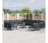 vidaXL Garden Sofa Set with Cushion 14 pcs Black Steel, Black
