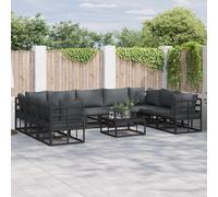 vidaXL Garden Sofa Set with Cushion 10 pcs Black Aluminium