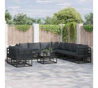 vidaXL Garden Sofa Set with Cushion 10 pcs Black Aluminium