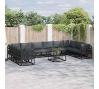 vidaXL Garden Sofa Set with Cushion 11 pcs Black Aluminium, Black