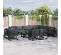 vidaXL Garden Sofa Set with Cushion 12 pcs, Black