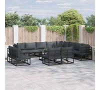 vidaXL Garden Sofa Set with Cushion 12 pcs Black Aluminium, Black