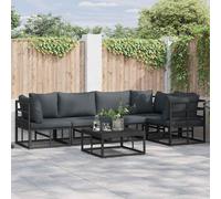 vidaXL Garden Sofa Set with Cushion 5 pcs Black Aluminium, Black