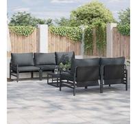 vidaXL Garden Sofa Set with Cushion 6 pcs Anthracite Steel & Fabric
