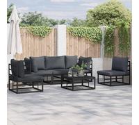 vidaXL Garden Sofa Set with Cushion 6 pcs Black Aluminium, Black
