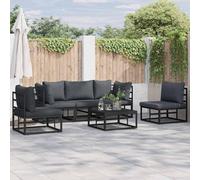 vidaXL Garden Sofa Set with Cushion 6 pcs Black Aluminium