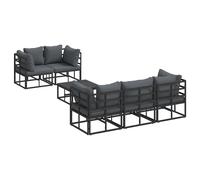 vidaXL Garden Sofa Set with Cushion 6 pcs Black Steel, Black
