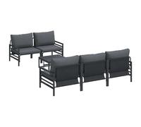 vidaXL Garden Sofa Set with Cushion 6 pcs Black Steel, Black