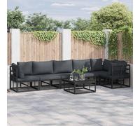 vidaXL Garden Sofa Set with Cushion 7 pcs Black Aluminium