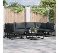 vidaXL Garden Sofa Set with Cushion 7 pcs Black Aluminium
