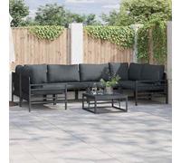 vidaXL Garden Sofa Set with Cushion 7 pcs Black Steel, Black