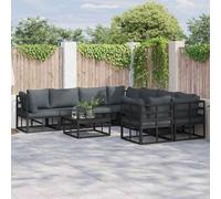 vidaXL Garden Sofa Set with Cushion 8 pcs Black Steel, Black