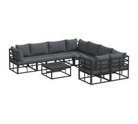 vidaXL Garden Sofa Set with Cushion 9 pcs Black Aluminium