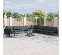 vidaXL Garden Sofa Set with Cushion Anthracite Steel