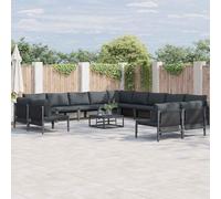vidaXL Garden Sofa Set with Cushion Anthracite Steel