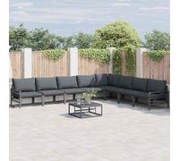vidaXL Garden Sofa Set with Cushion Anthracite Steel, Black